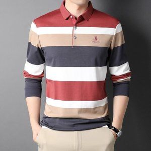Top Grade Cotton New Fashion Designer Logo Brand Stripped Luxury Mens Polo Shirt